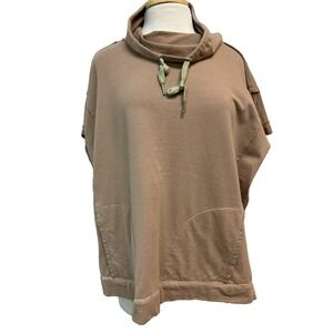 Organic Rags Boxy Casual Top Rose Pink Cotton Cowl Neck Cap Sleeves Pockets SZ S